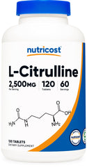 Nutricost L-Citrulline 2500mg bottle front shows clear labeling for quick recognition