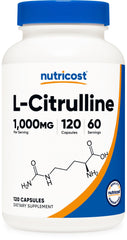 Nutricost L-Citrulline 500mg capsules close-up for pre-workout support
