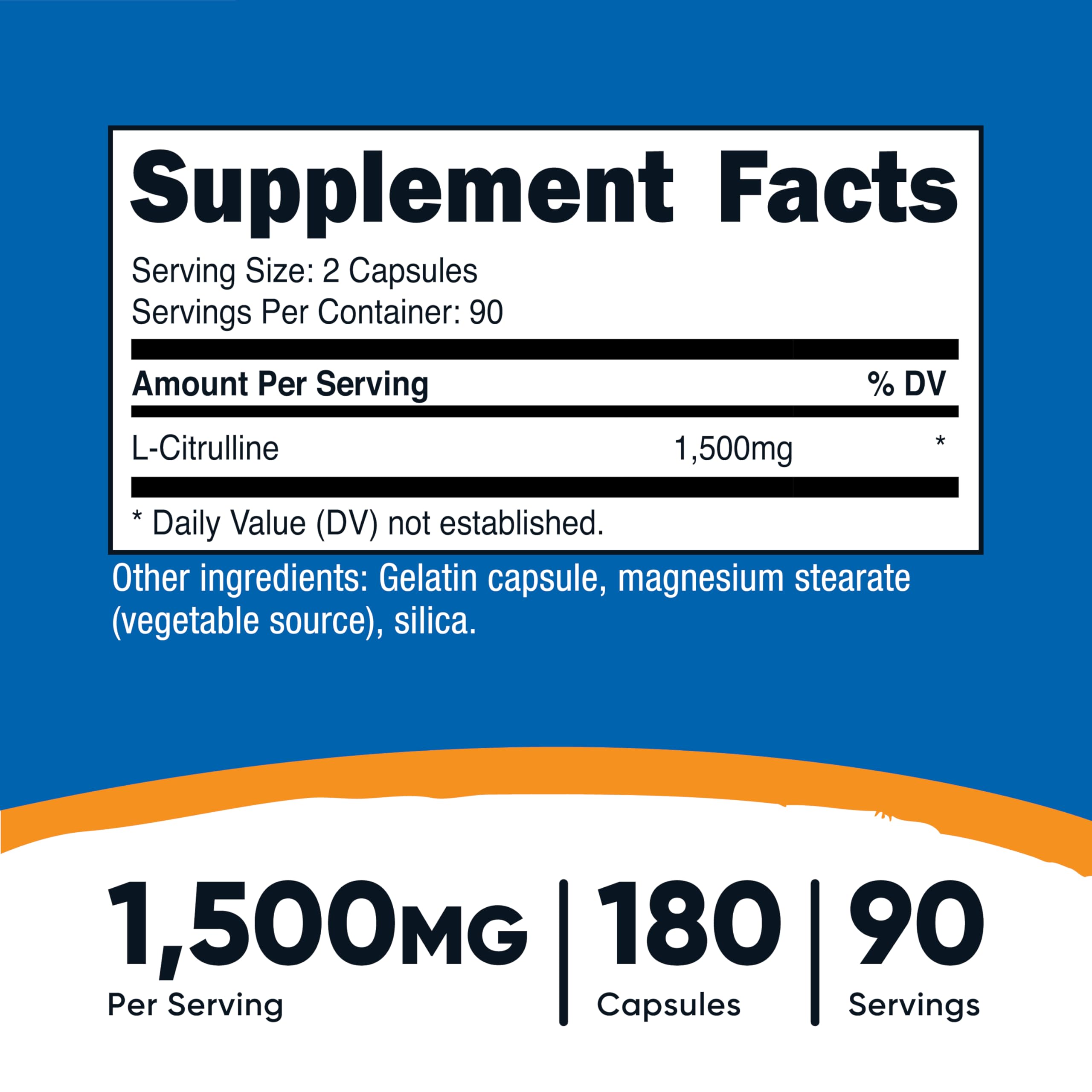 Nutricost L-Citrulline bottle label close-up highlighting dosage.