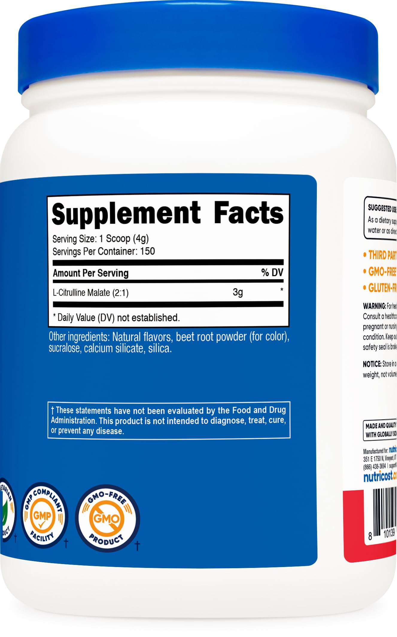 Nutricost L-Citrulline Malate 2:1 Fruit Punch packaging highlighting flavor and value.
