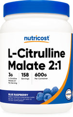 Nutricost L-Citrulline Malate 2:1 blue raspberry powder for workouts