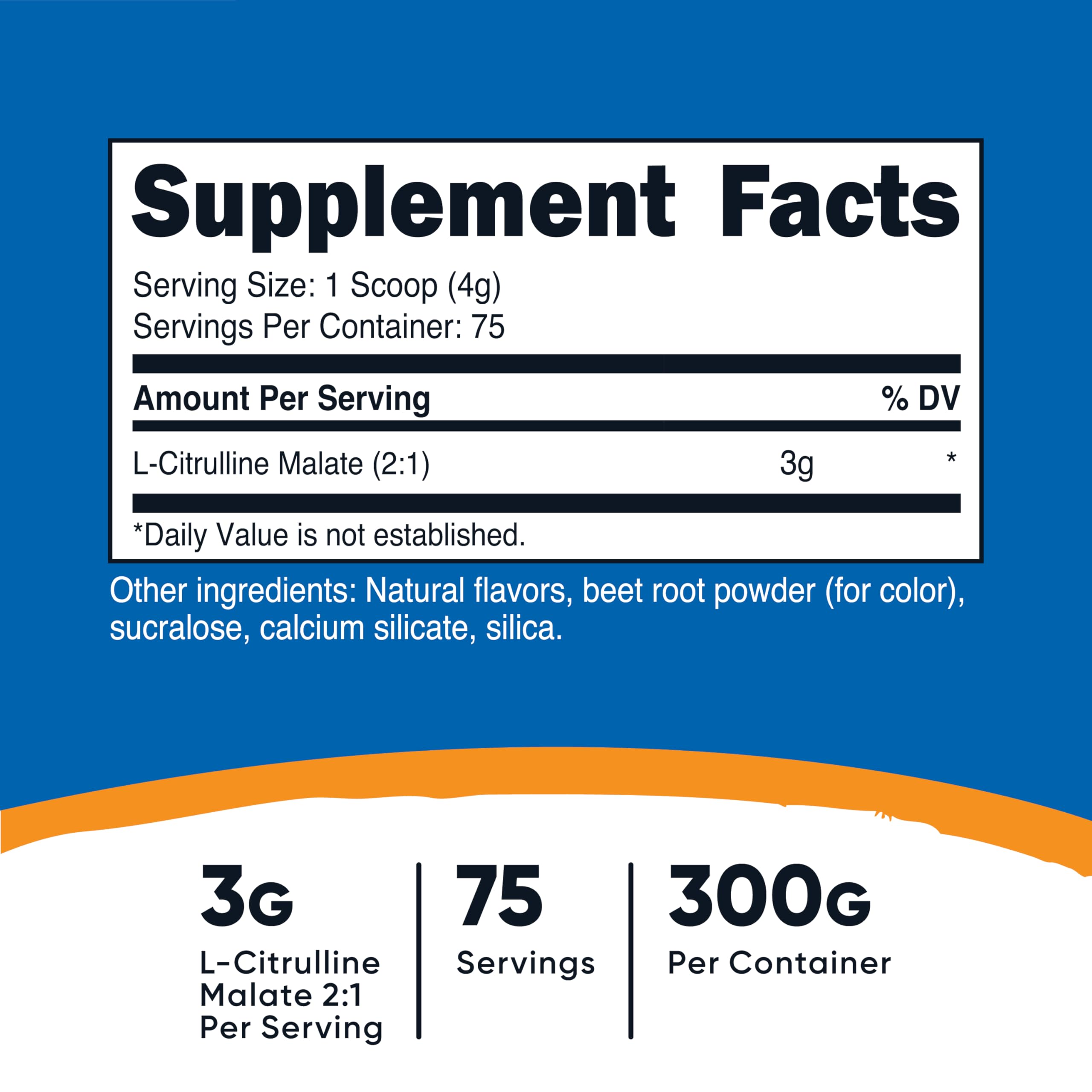 Nutricost L-Citrulline Malate 2:1 Fruit Punch powder scoop enabling easy pre-workout mixing.