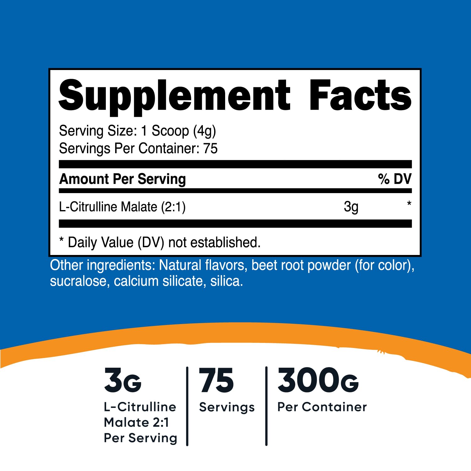 Nutricost L-Citrulline Malate 2:1 label close-up showing gluten-free and non-GMO formula.