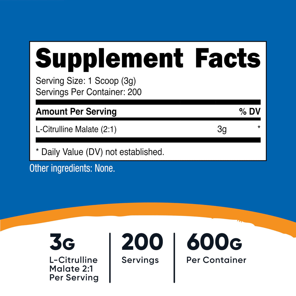 Nutricost L-Citrulline Malate 2:1 scoop showing 3 g serving