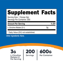 Nutricost L-Citrulline Malate 2:1 scoop showing 3 g serving