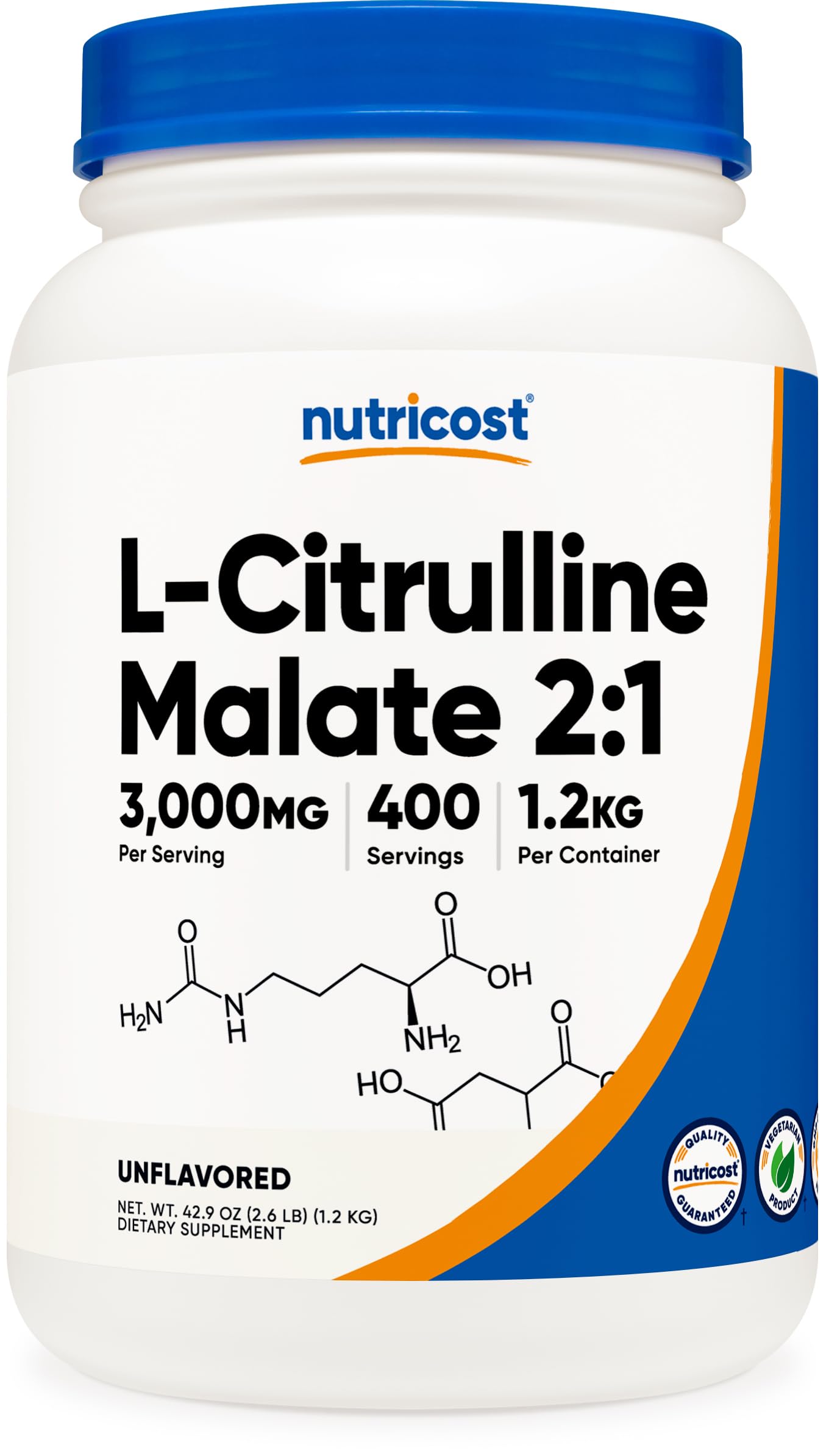 Nutricost L-Citrulline Malate bottle front for pre-workout mix
