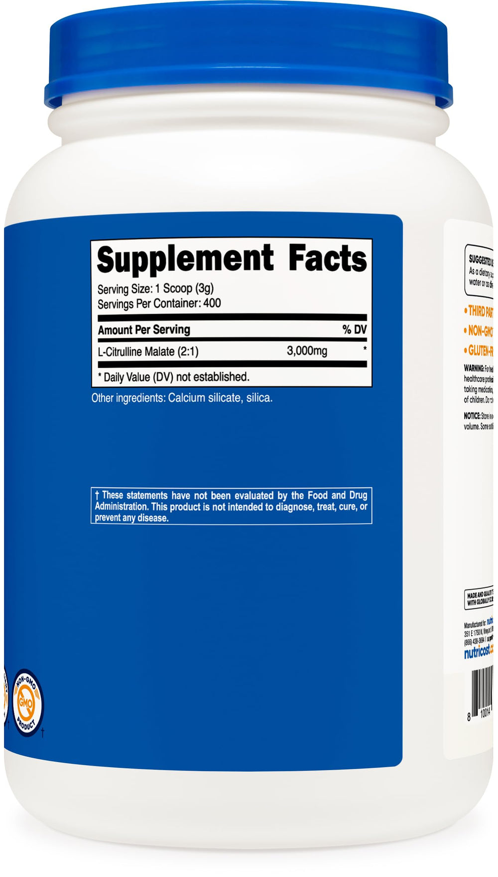 NSF GMP FDA facility badge for Nutricost production