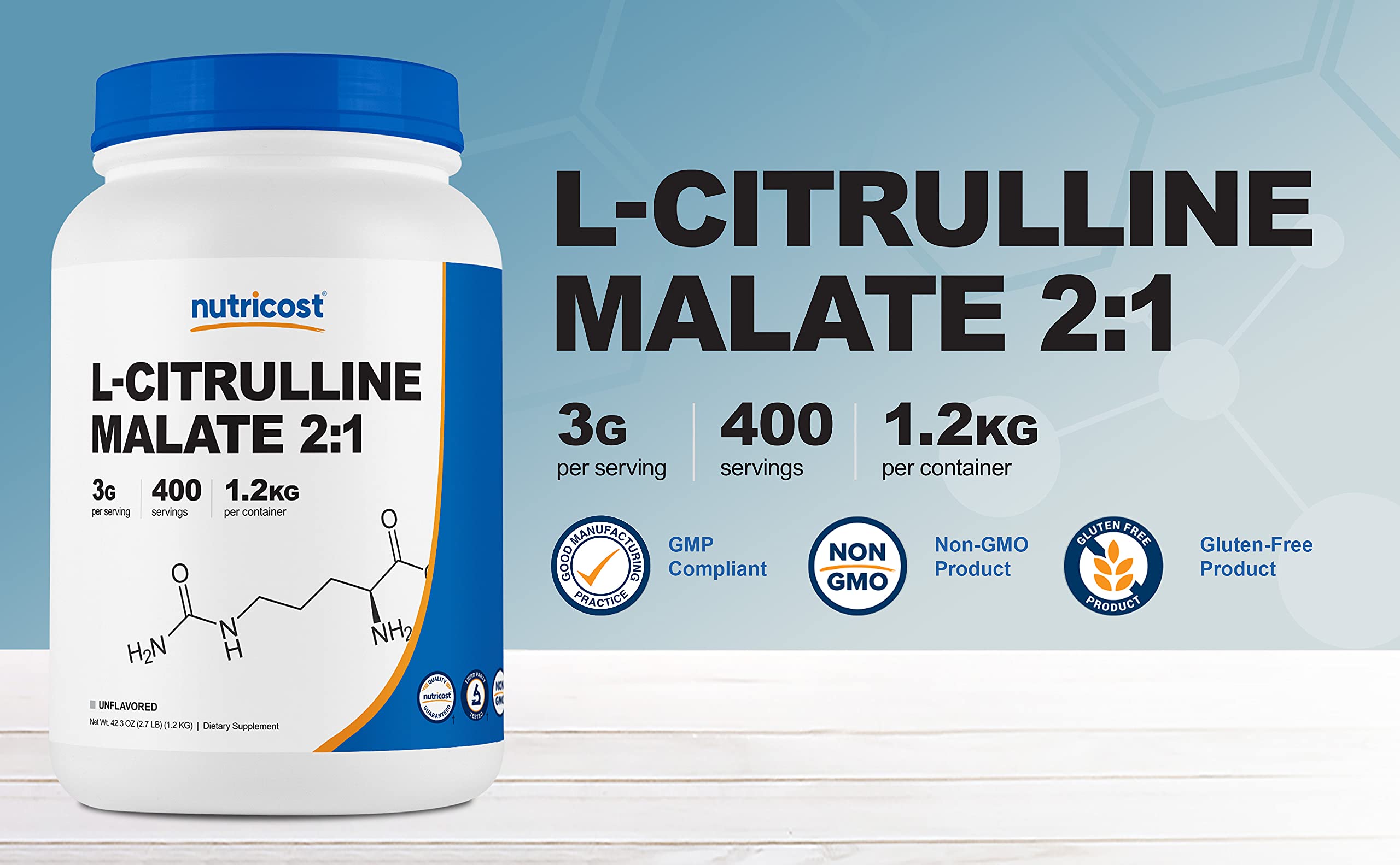 Close-up of Nutricost L-Citrulline Malate powder texture