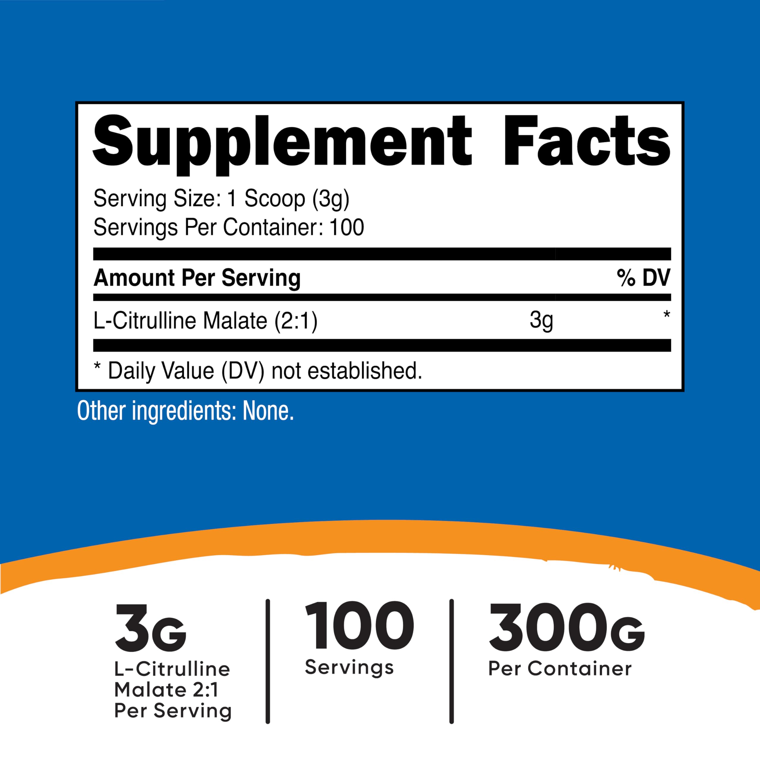 Nutricost L-Citrulline Malate scoop shows measured serving for easy dosing.