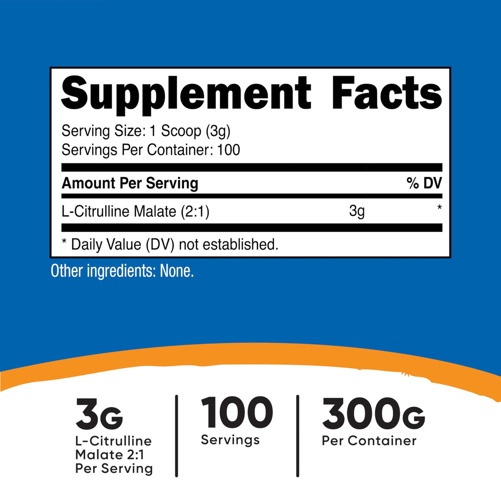 Nutricost L-Citrulline Malate scoop shows measured serving for easy dosing.