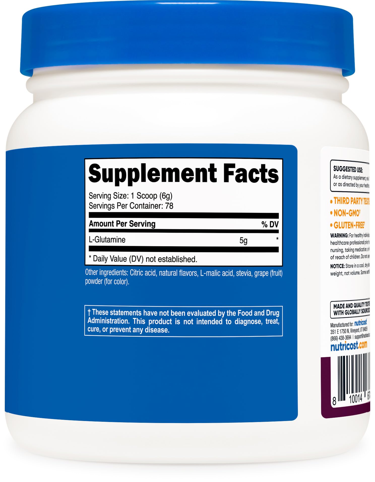 Nutricost L-Glutamine tested by ISO accredited labs.