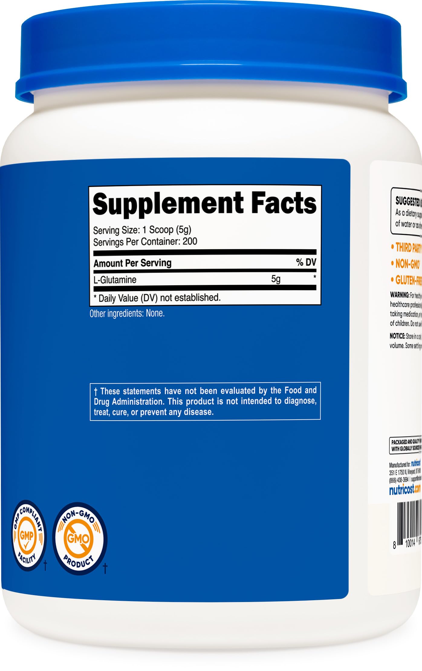 Nutricost L-Glutamine powder stirred into water for quick mix.