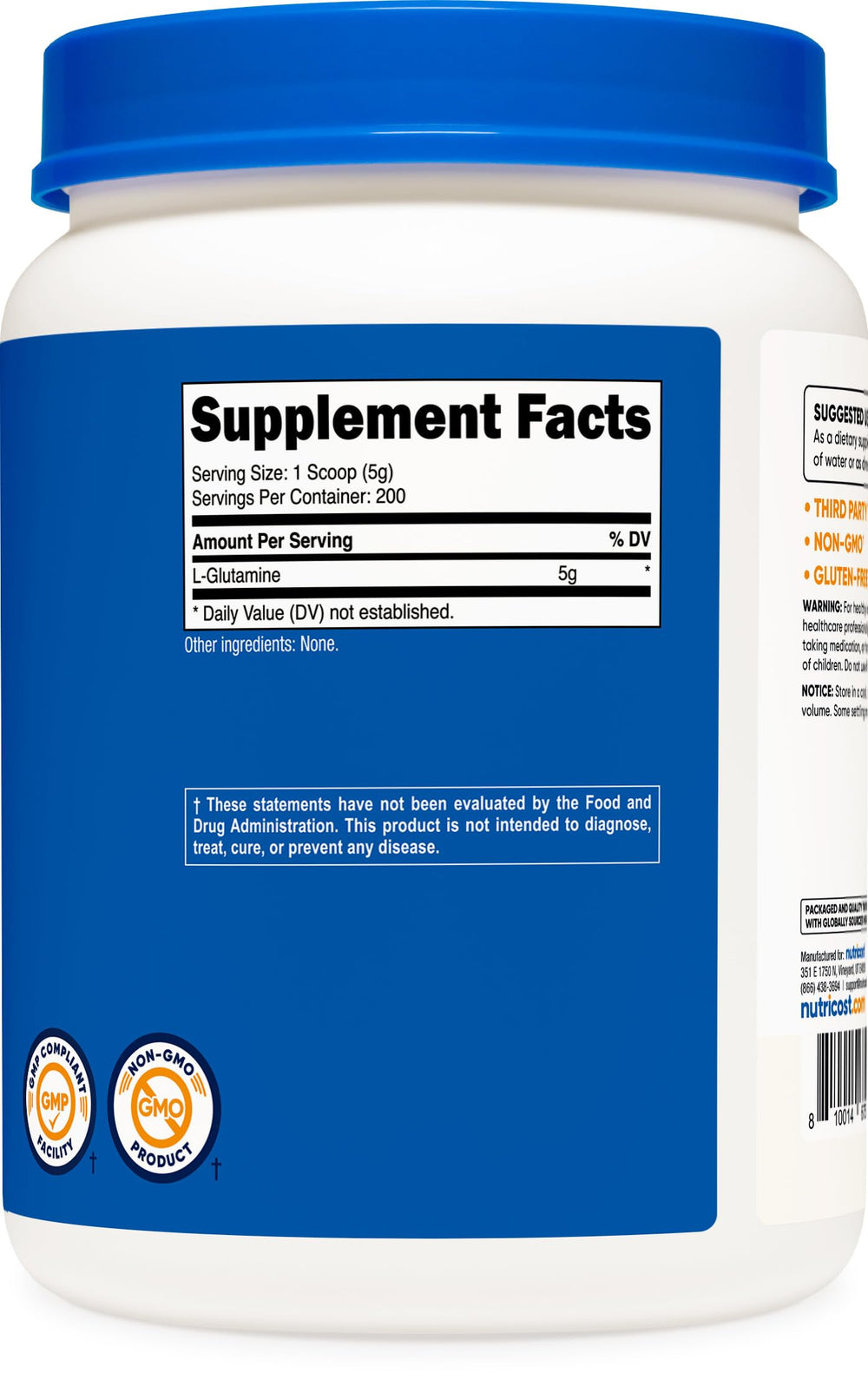 Nutricost L-Glutamine powder stirred into water for quick mix.