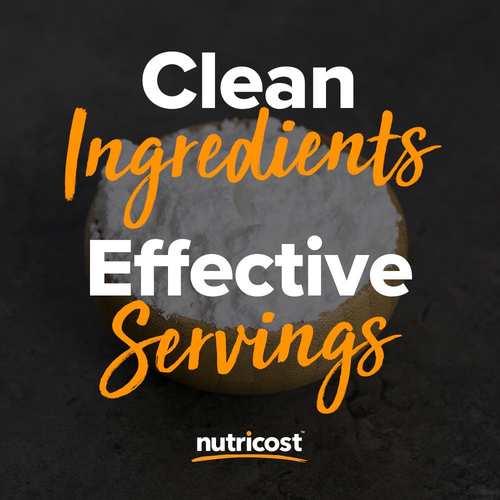 Nutricost L-Glutamine powder packaging in a resealable pouch keeps freshness.