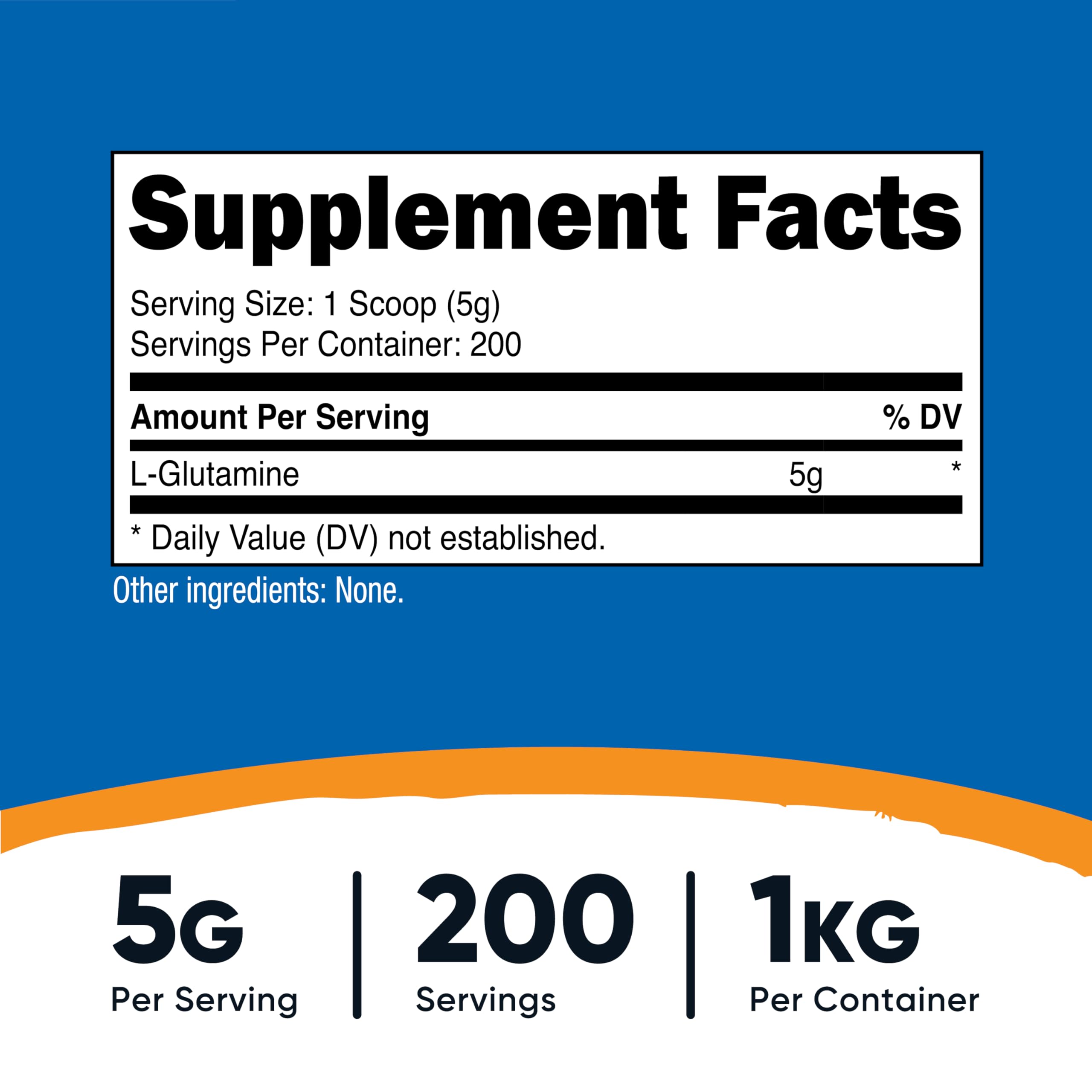 Nutricost L-Glutamine powder with measuring scoop for easy portions.