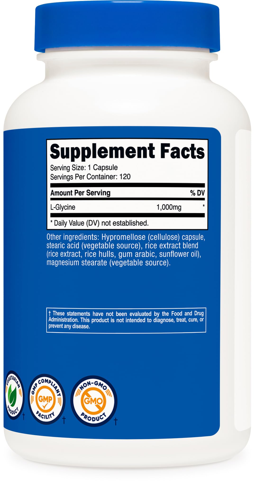 Nutricost L-Glycine 1000mg serving beside water, ideal for a simple daily routine.