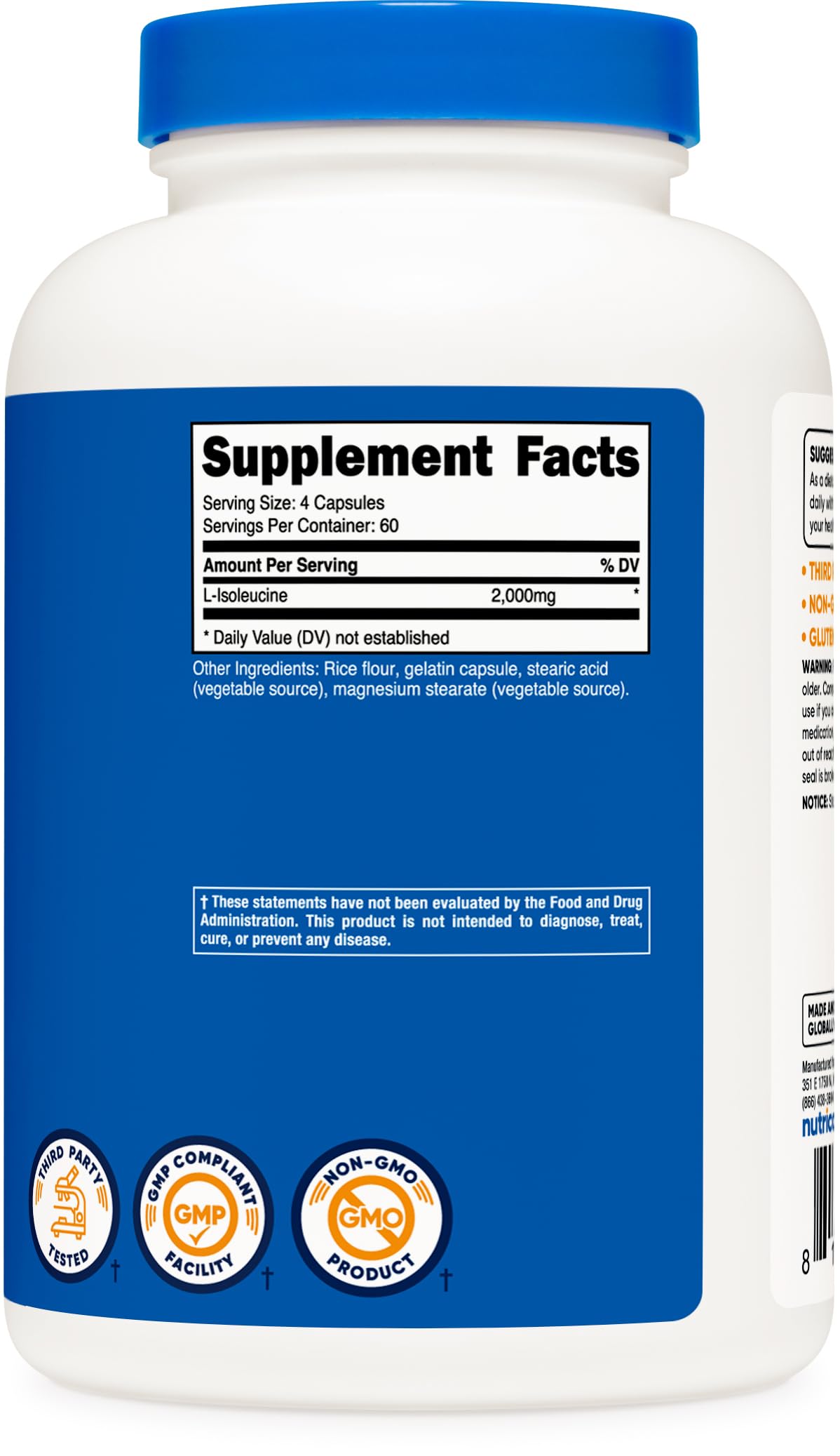 Nutricost L-Isoleucine packaging display for informed shopping decisions