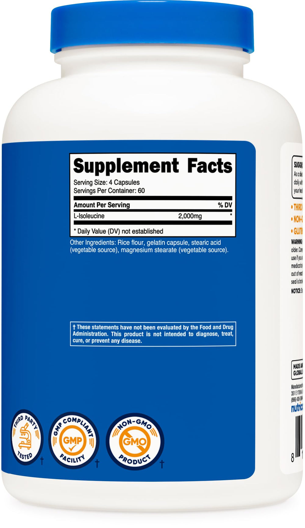 Nutricost L-Isoleucine packaging display for informed shopping decisions