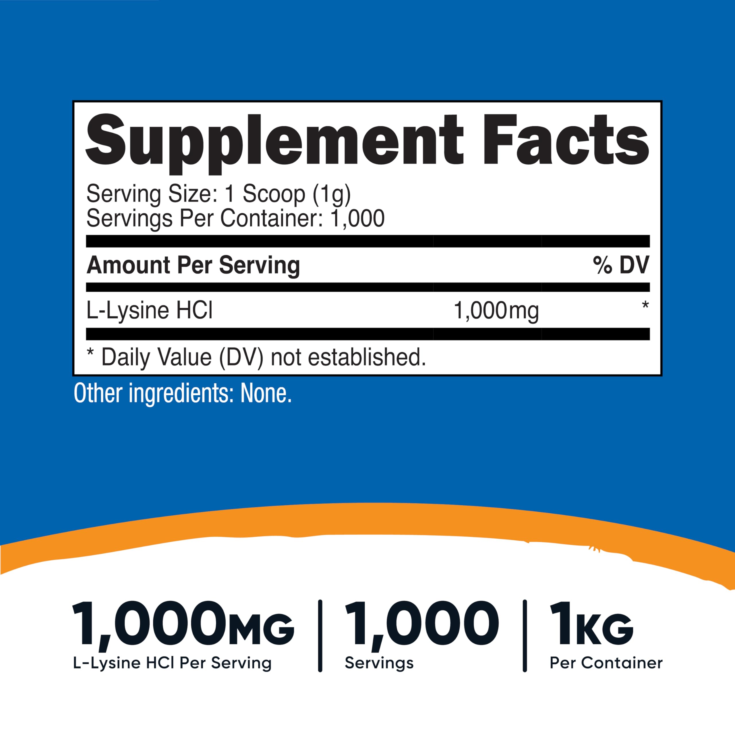 Nutricost L-Lysine powder scoop included for accurate daily serving.