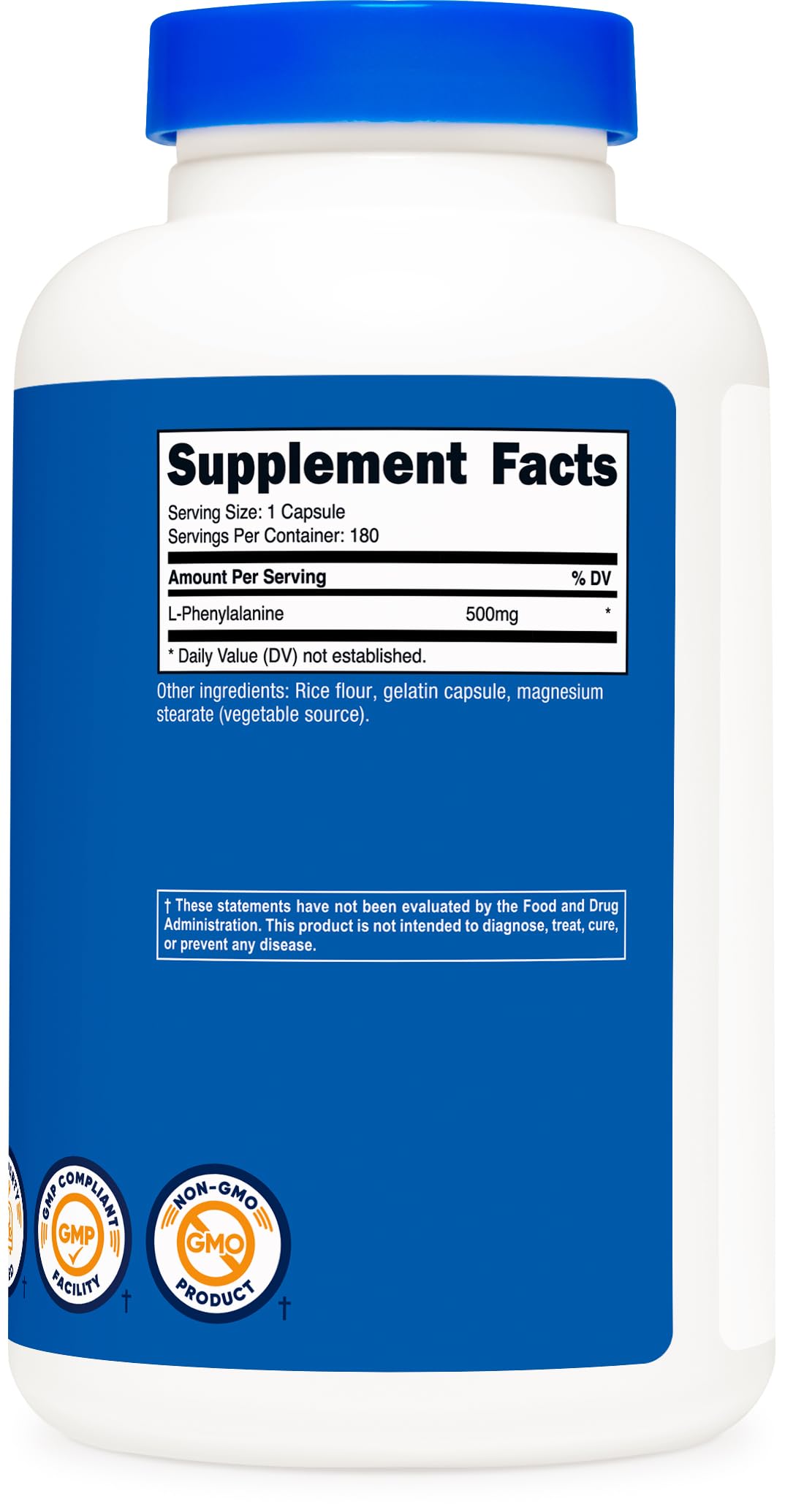 Container on counter ready to integrate into daily routine with Nutricost L-Phenylalanine.