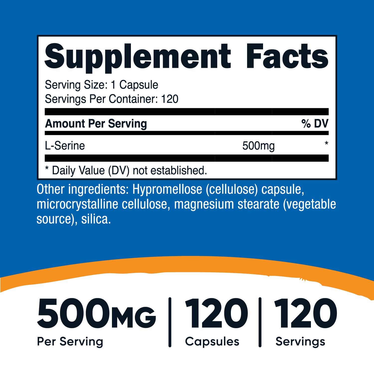 Nutricost L-Serine capsule close-up showing vegetarian, non-GMO capsules.