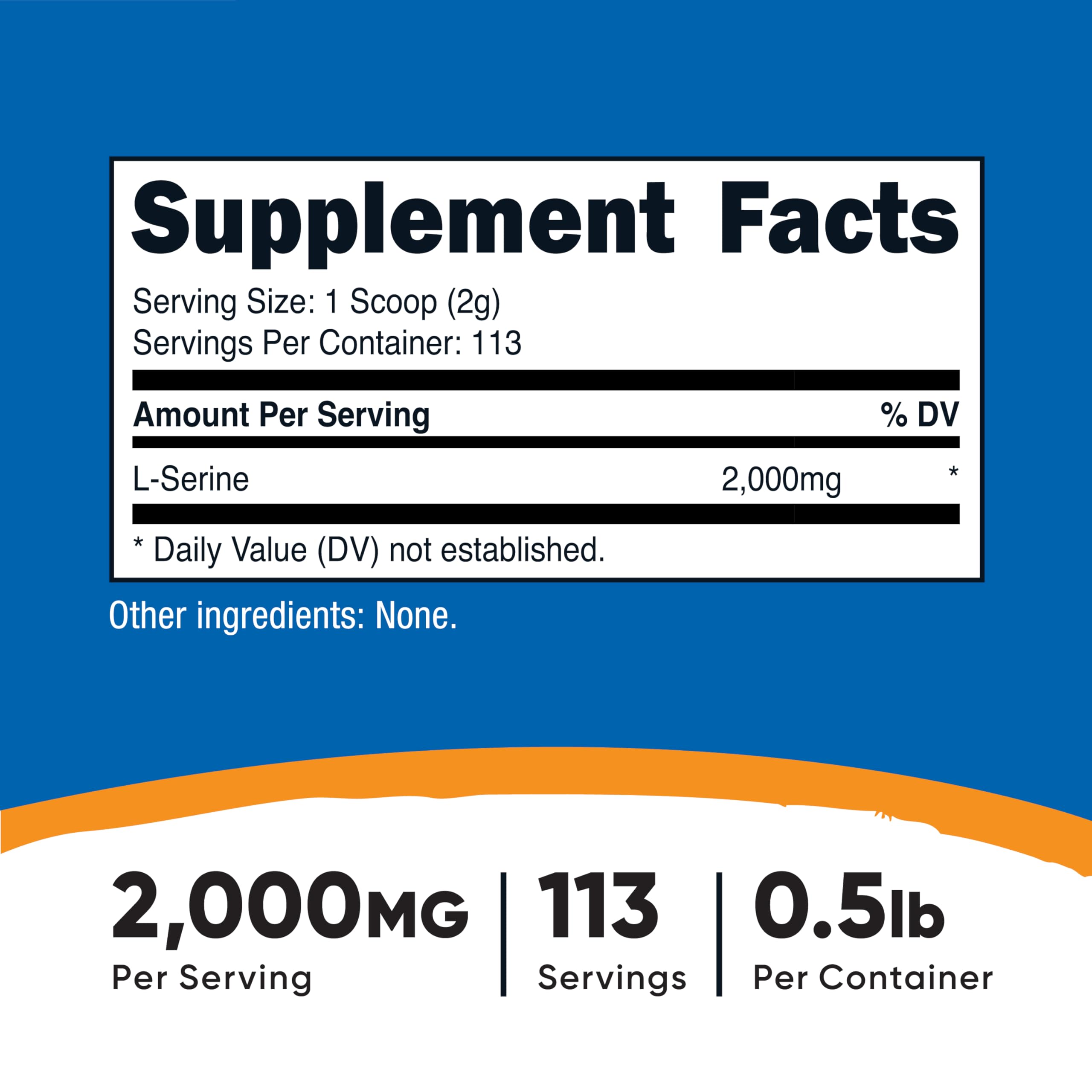 Nutricost L-Serine powder with scoop for accurate 2000 mg servings