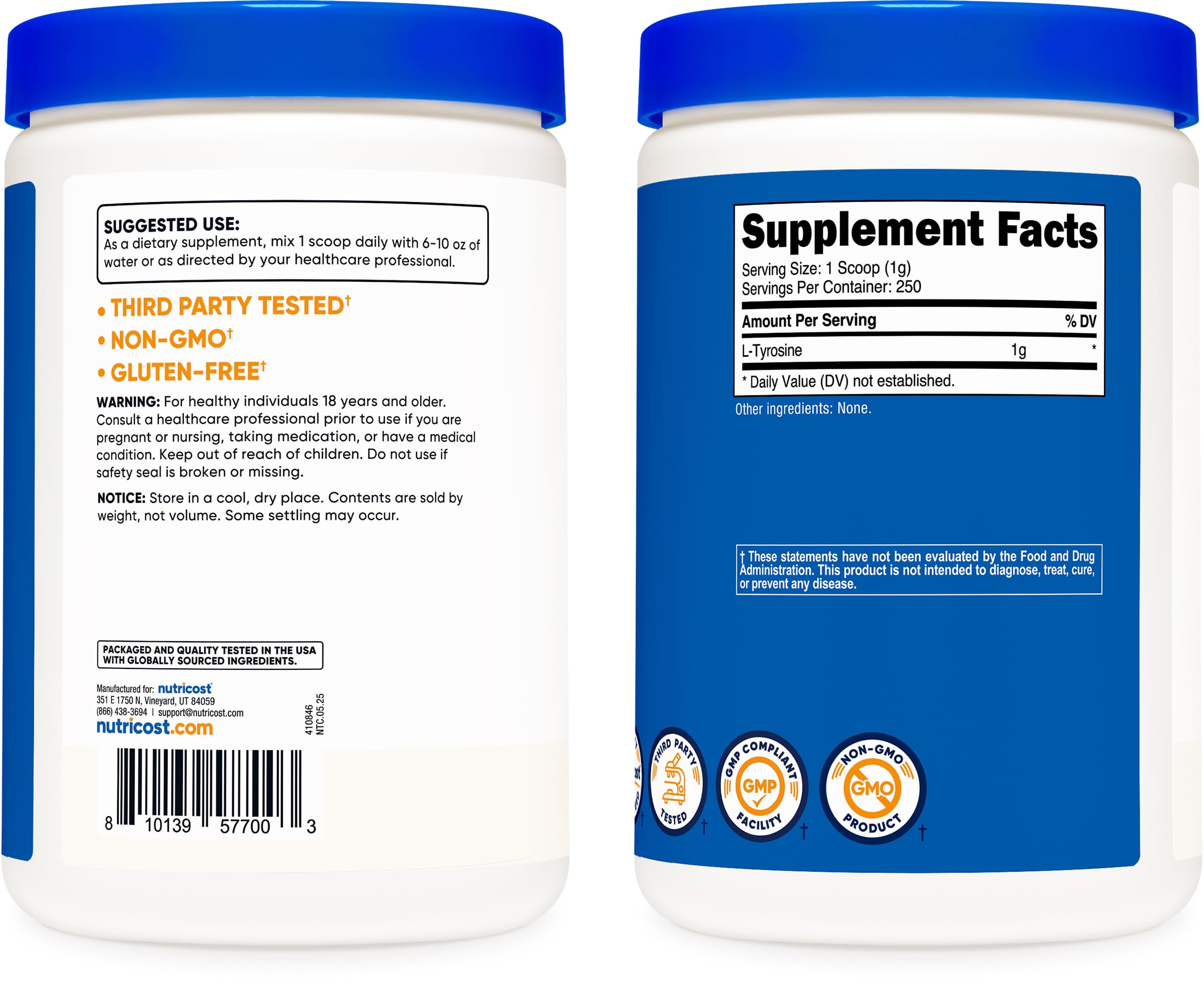 Nutricost L-Tyrosine powder in a daily routine setup for potential energy support