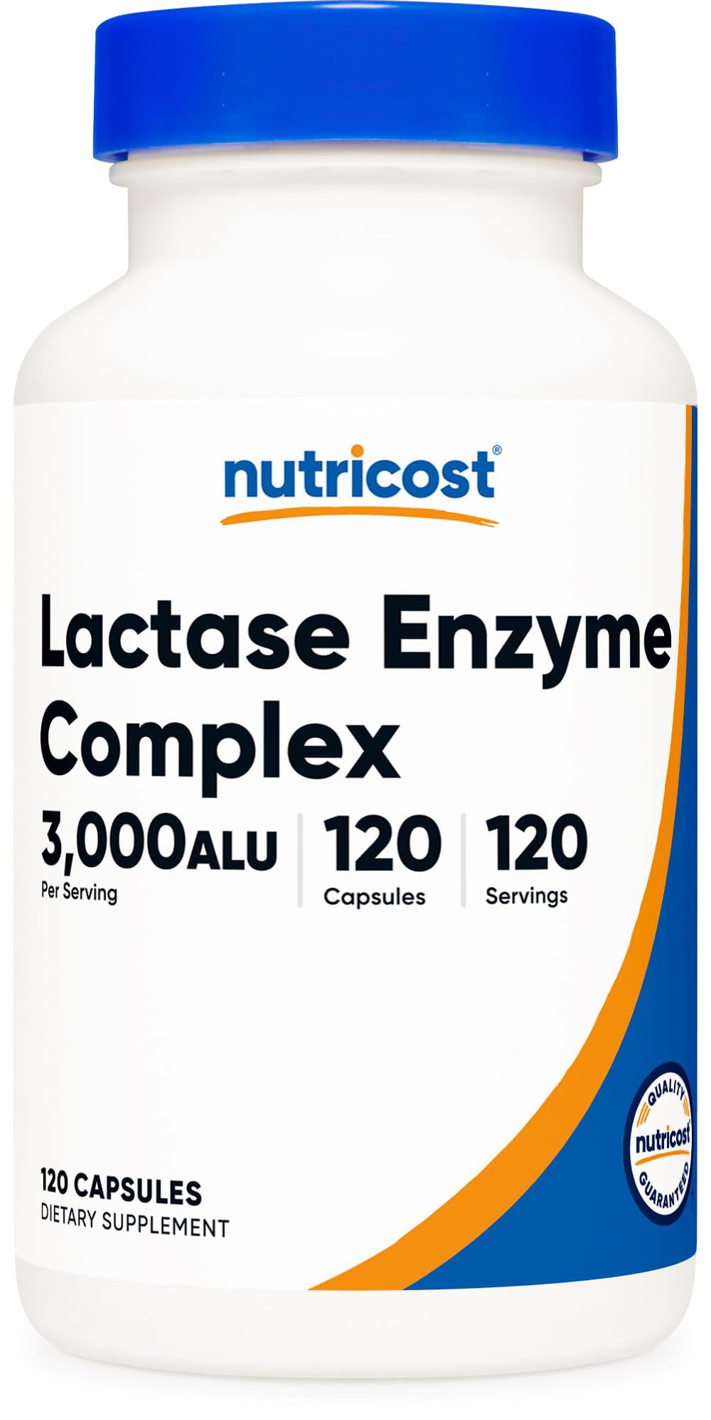 Nutricost Lactase Enzyme Complex bottle front for lactose digestion support