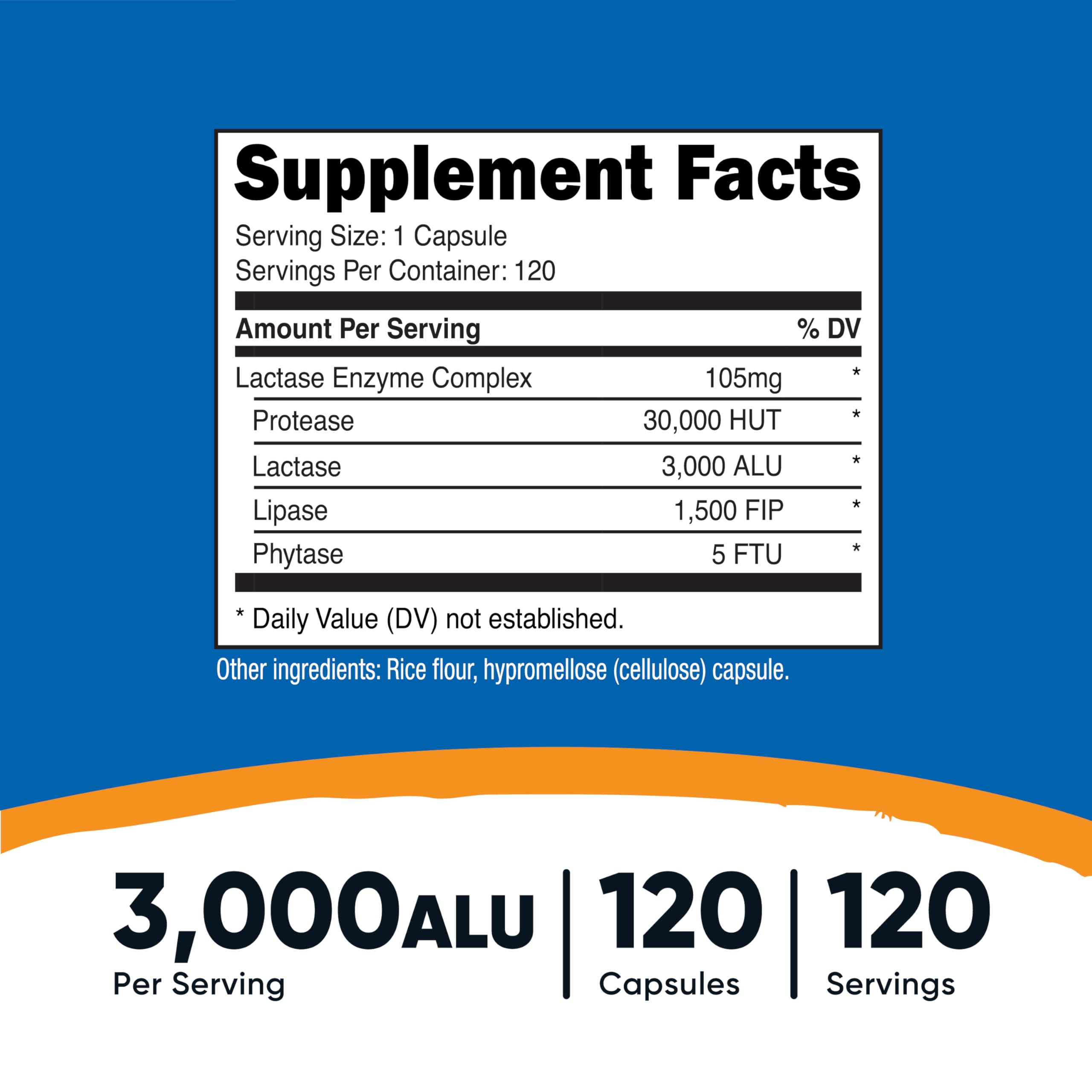 Nutricost Lactase Enzyme Complex capsules close-up, vegetarian formula for lactose digestion