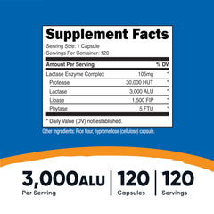 Nutricost Lactase Enzyme Complex capsules close-up, vegetarian formula for lactose digestion