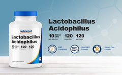 Nutricost Lactobacillus Acidophilus capsules in a close-up view.