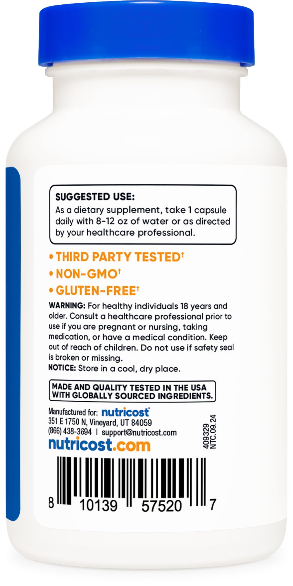 Nutricost Lactobacillus Acidophilus capsules close-up for easy daily use