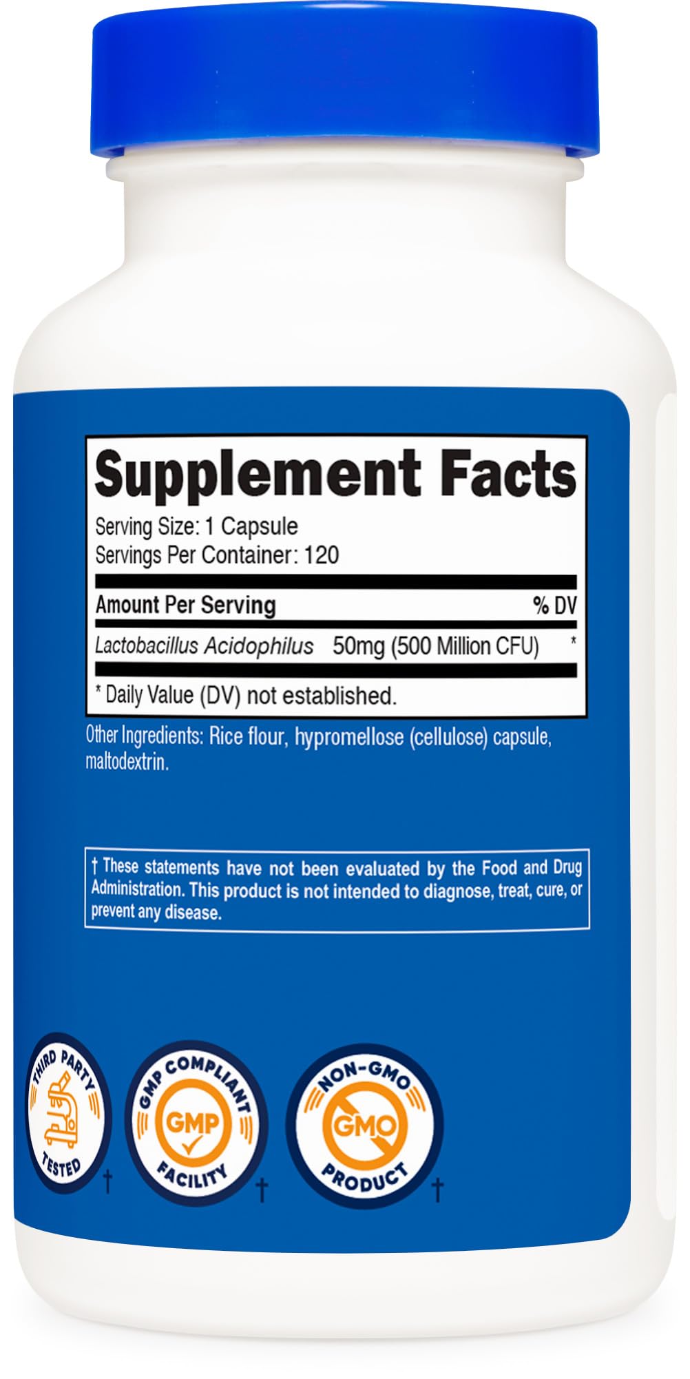 Nutricost GMP facility and third-party testing label visible