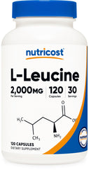 Nutricost L-Leucine 2000mg bottle front view for daily athletic support
