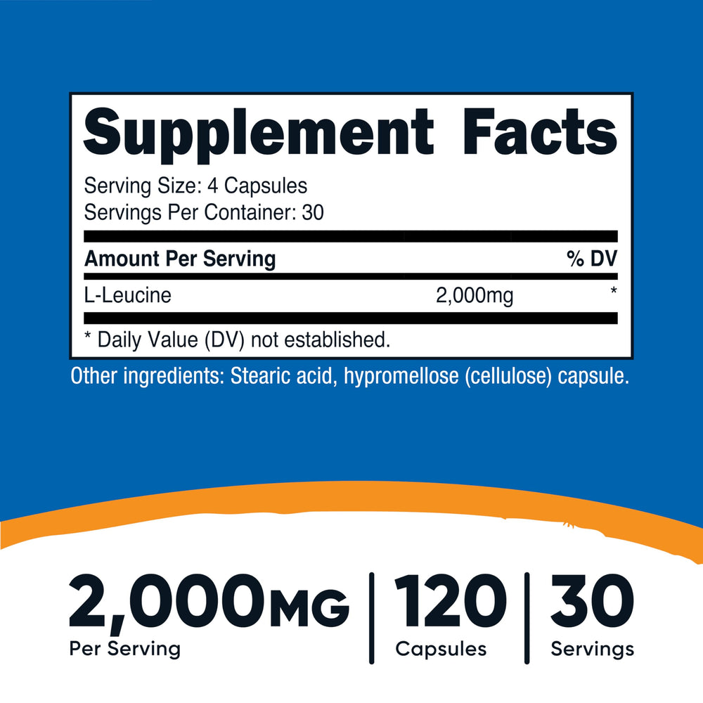 Nutricost L-Leucine capsules easy swallow for convenient daily use