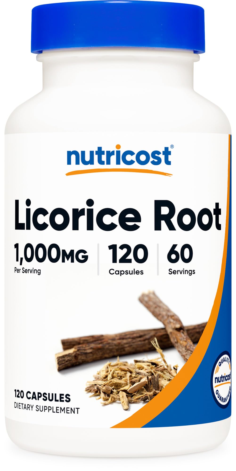 Nutricost Licorice Root bottle showing 500 mg capsules for daily use
