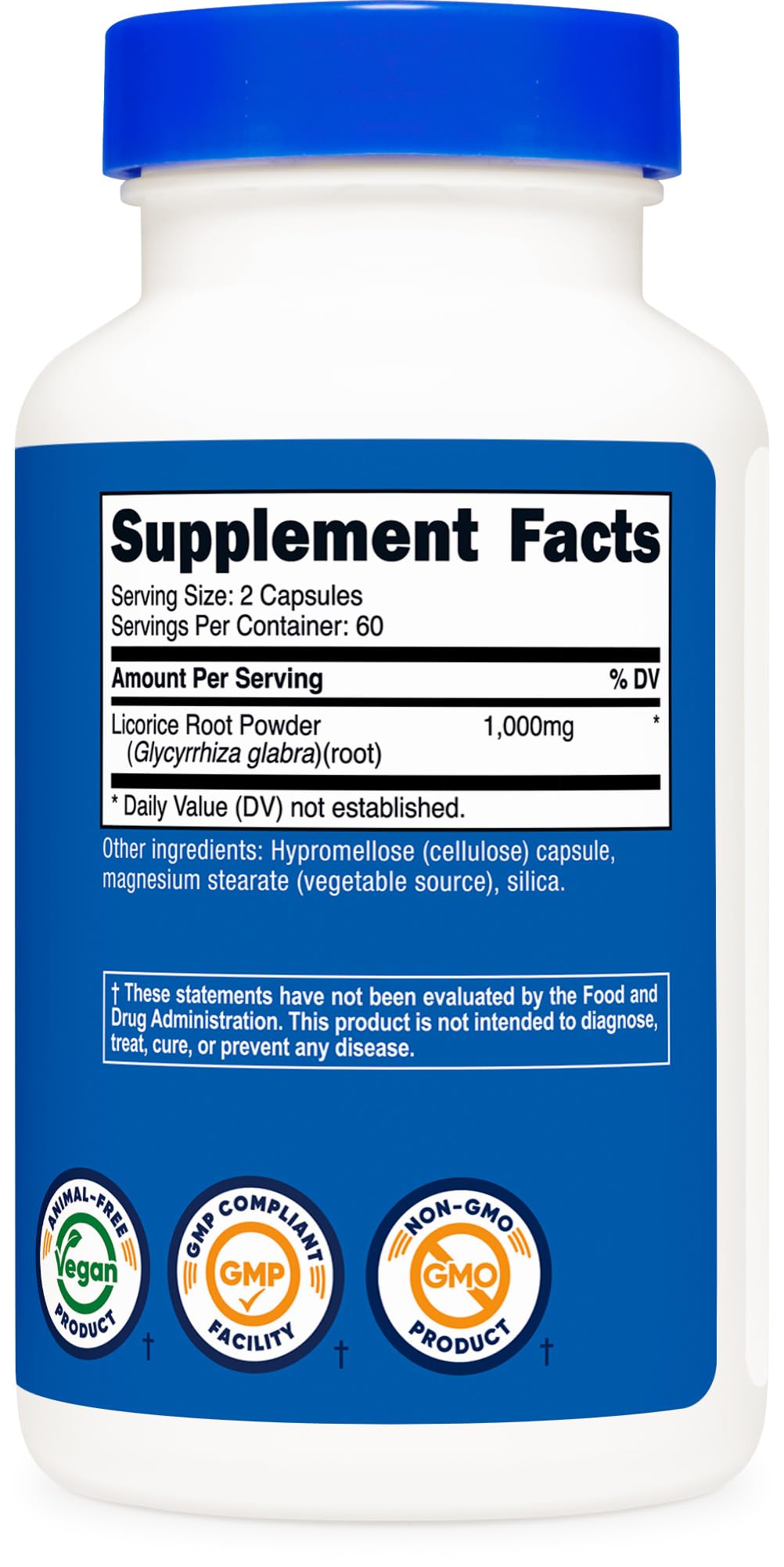 Nutricost Licorice Root capsule on white surface for easy swallowing