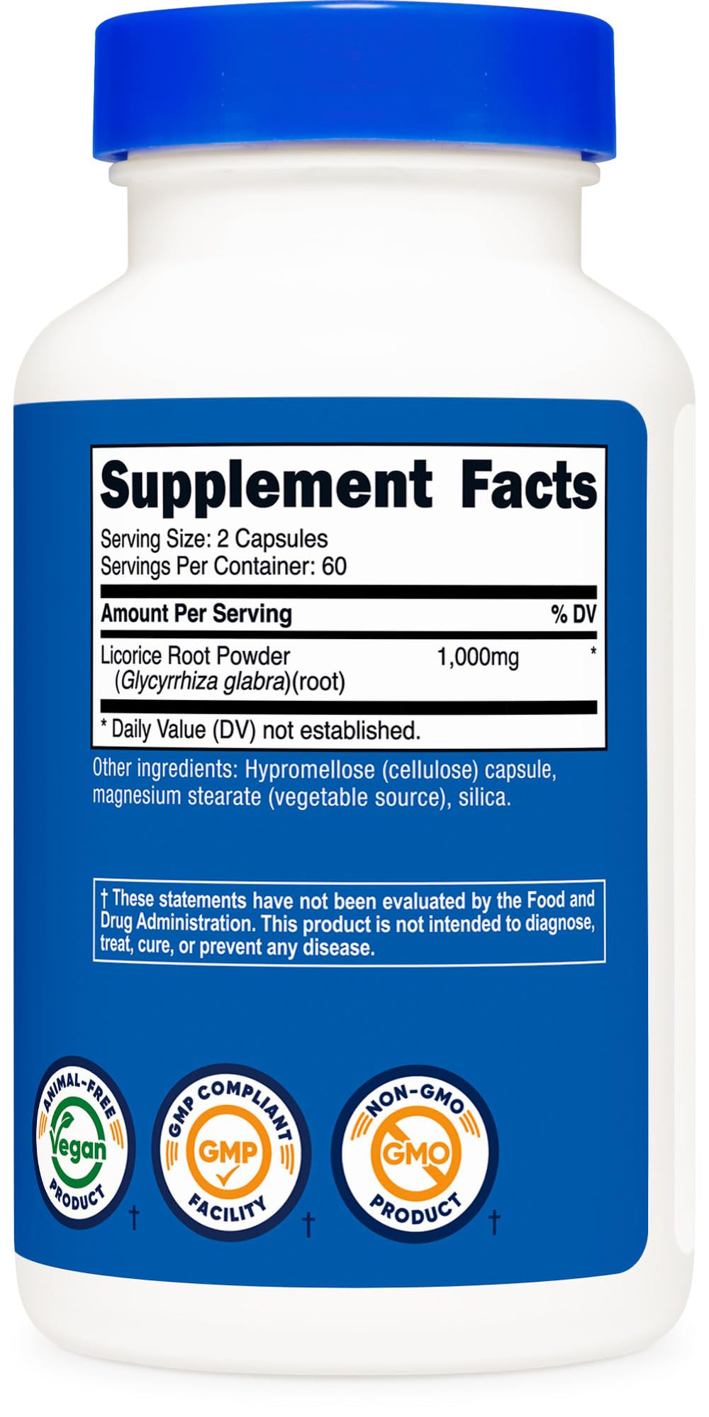 Nutricost Licorice Root capsule on white surface for easy swallowing