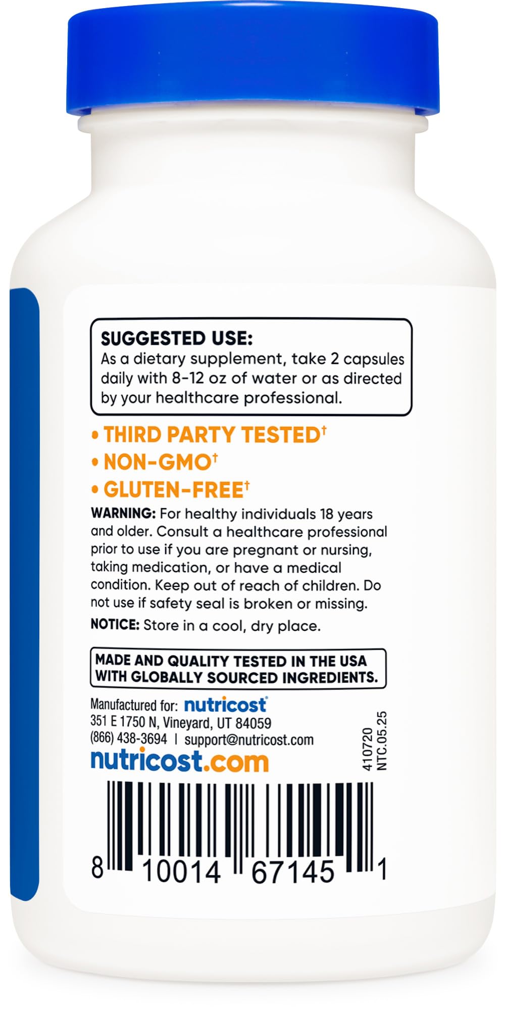 GMP compliant Nutricost facility background emphasizing quality manufacturing