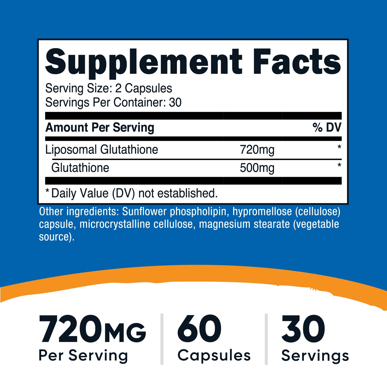 Nutricost liposomal glutathione capsules on a pack for daily use