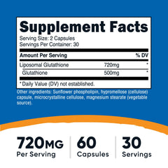 Nutricost liposomal glutathione capsules on a pack for daily use