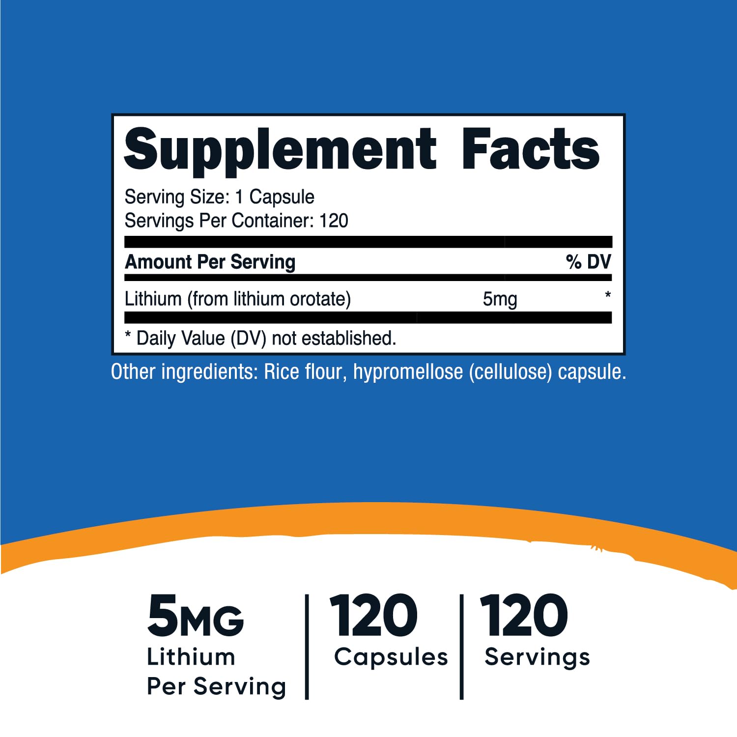 Nutricost Lithium Orotate veggie capsules in a bottle for vegetarian convenience.