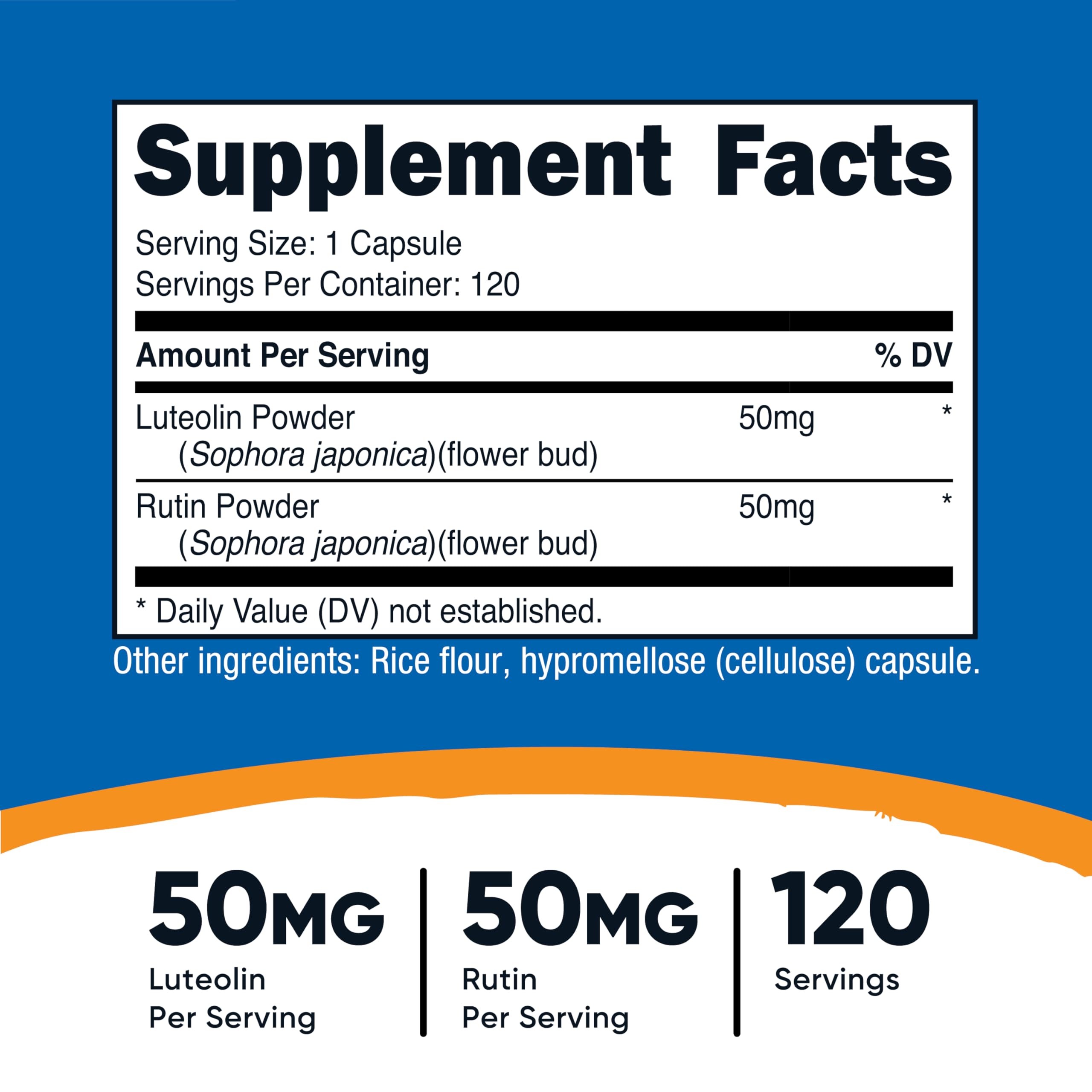 Nutricost Luteolin with Rutin capsules inside, vegetarian and gluten-free