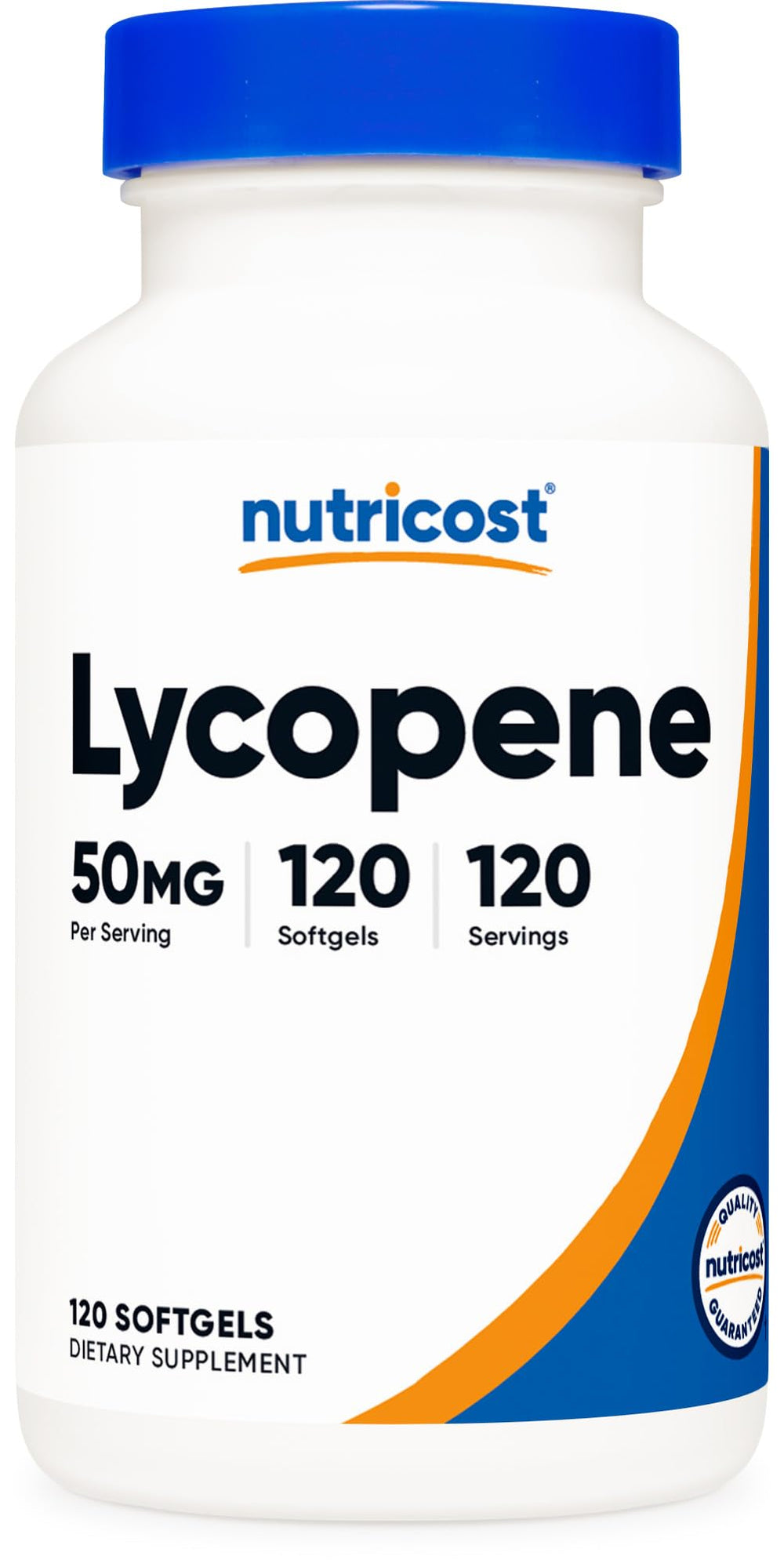 Nutricost Lycopene 50mg Softgels bottle shot showing easy daily antioxidant support