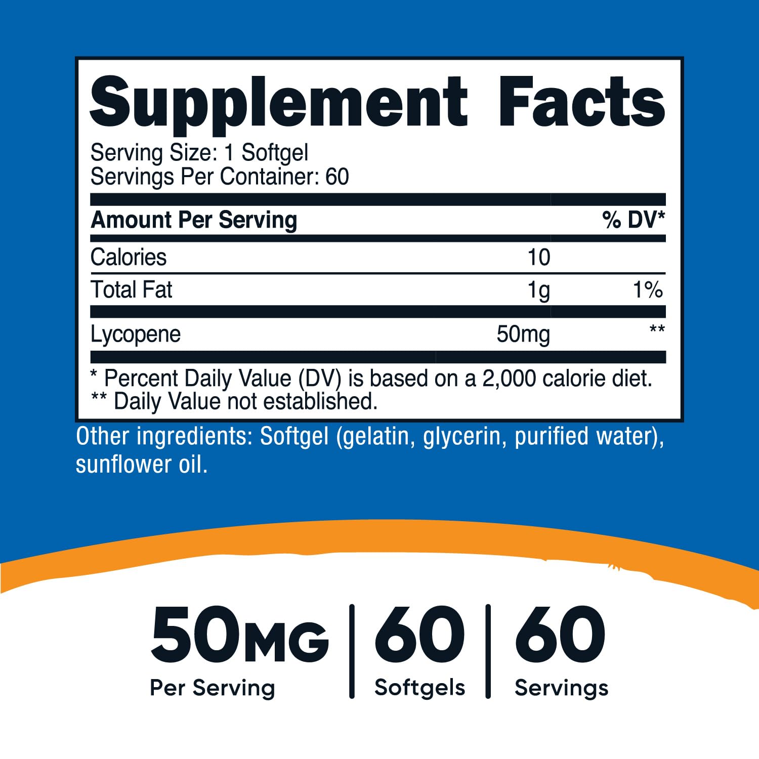 Nutricost Lycopene softgels closeup showcases easy-to-take daily capsule for convenience.