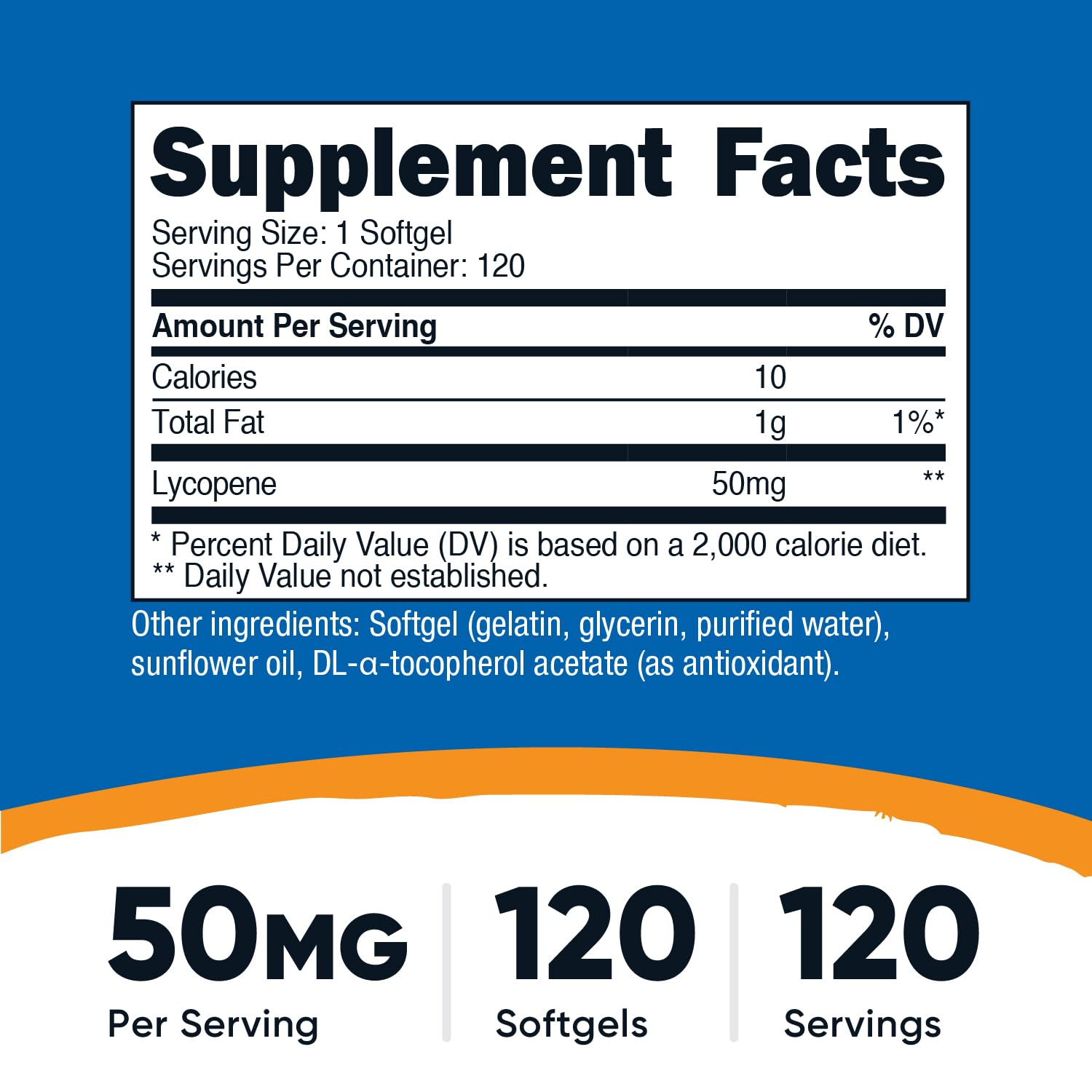 Nutricost Lycopene 50mg Softgels closeup highlighting softgel texture and potency