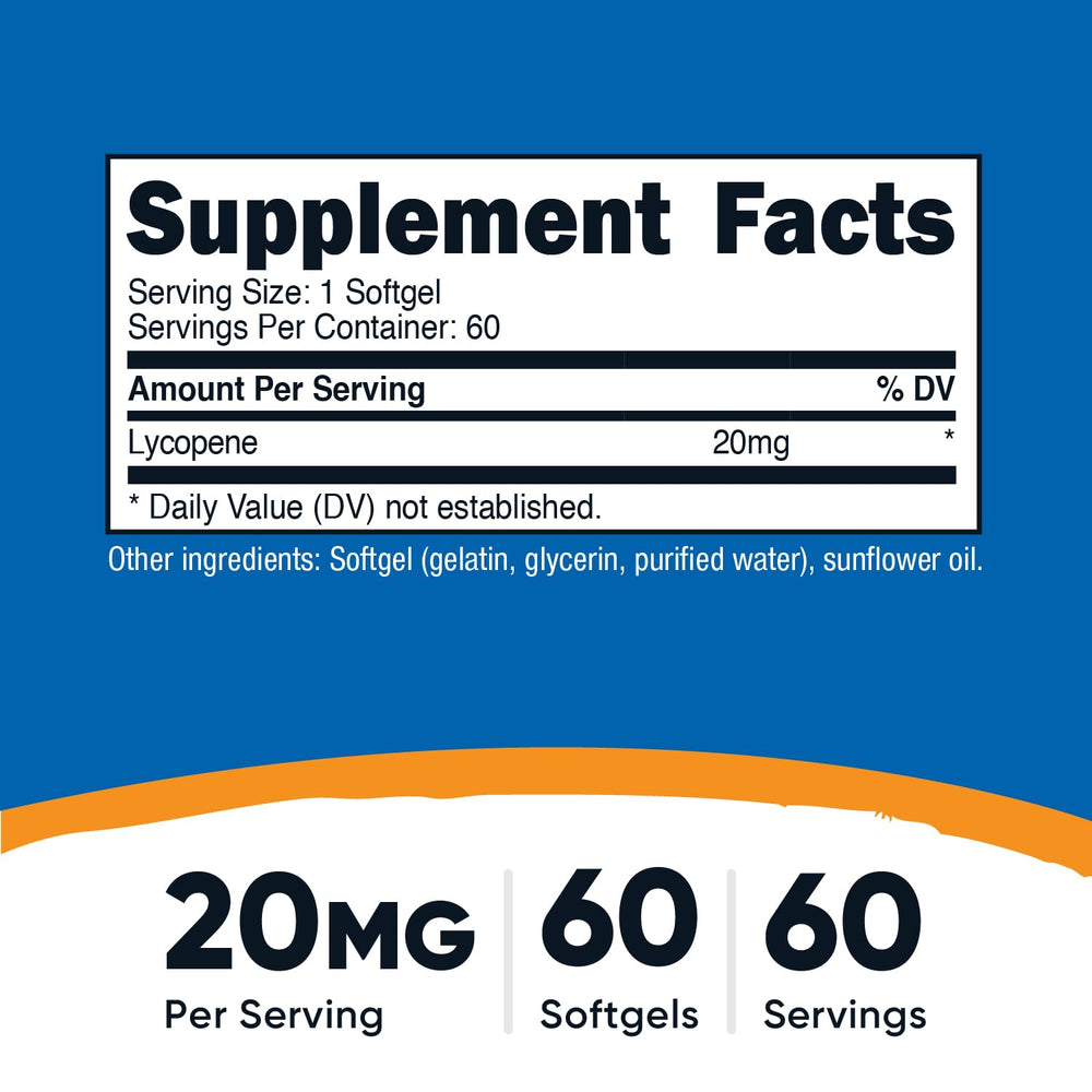 Pouring Nutricost Lycopene softgels for a simple daily supplement routine
