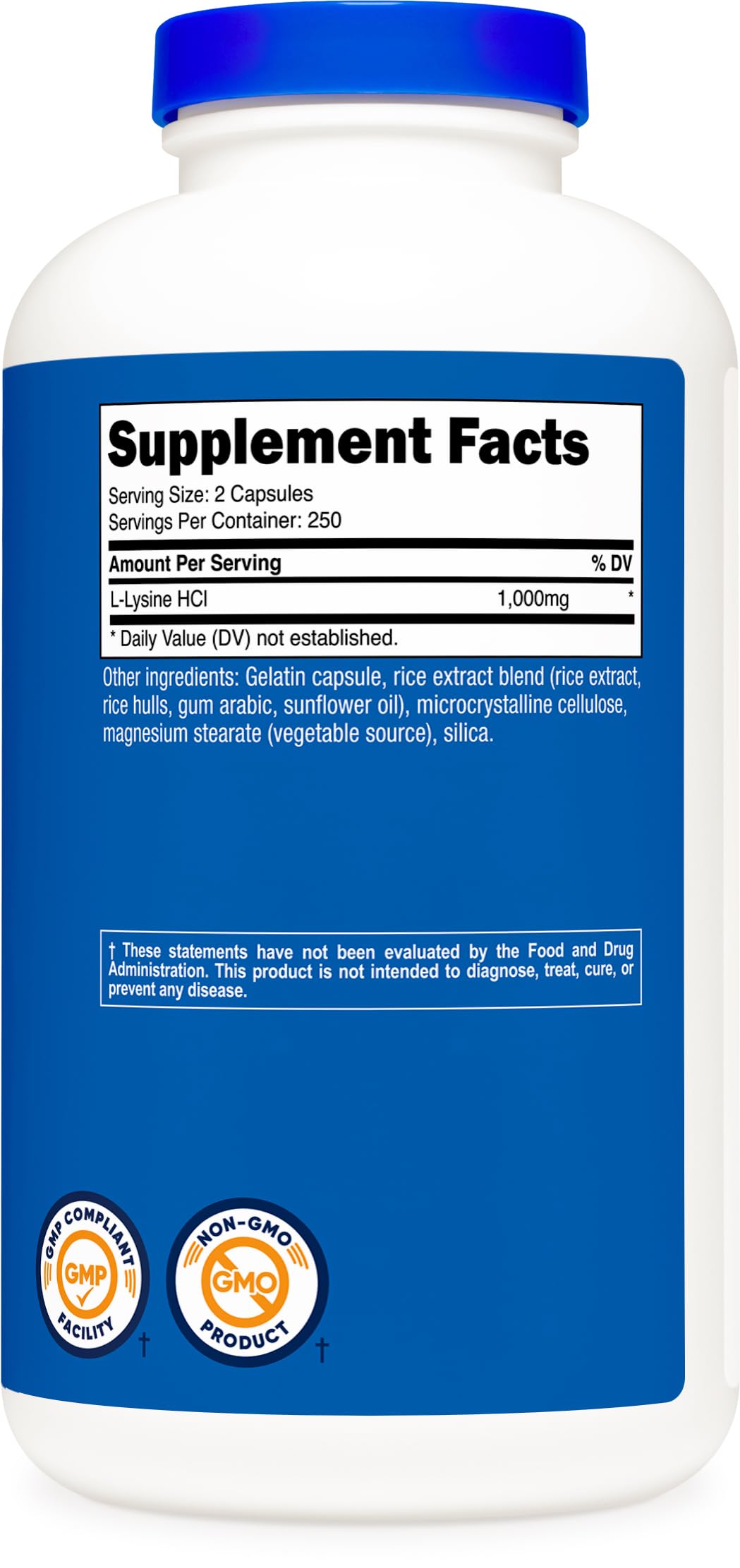 Nutricost L-Lysine 500 capsules bottle ready for daily use.