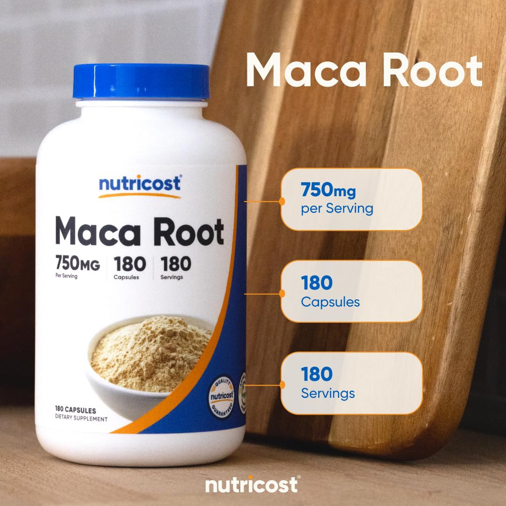 Non-GMO badge on Nutricost Maca Root Capsules packaging
