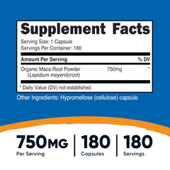 Close-up showing Nutricost Maca Root Capsules being poured for convenient daily use